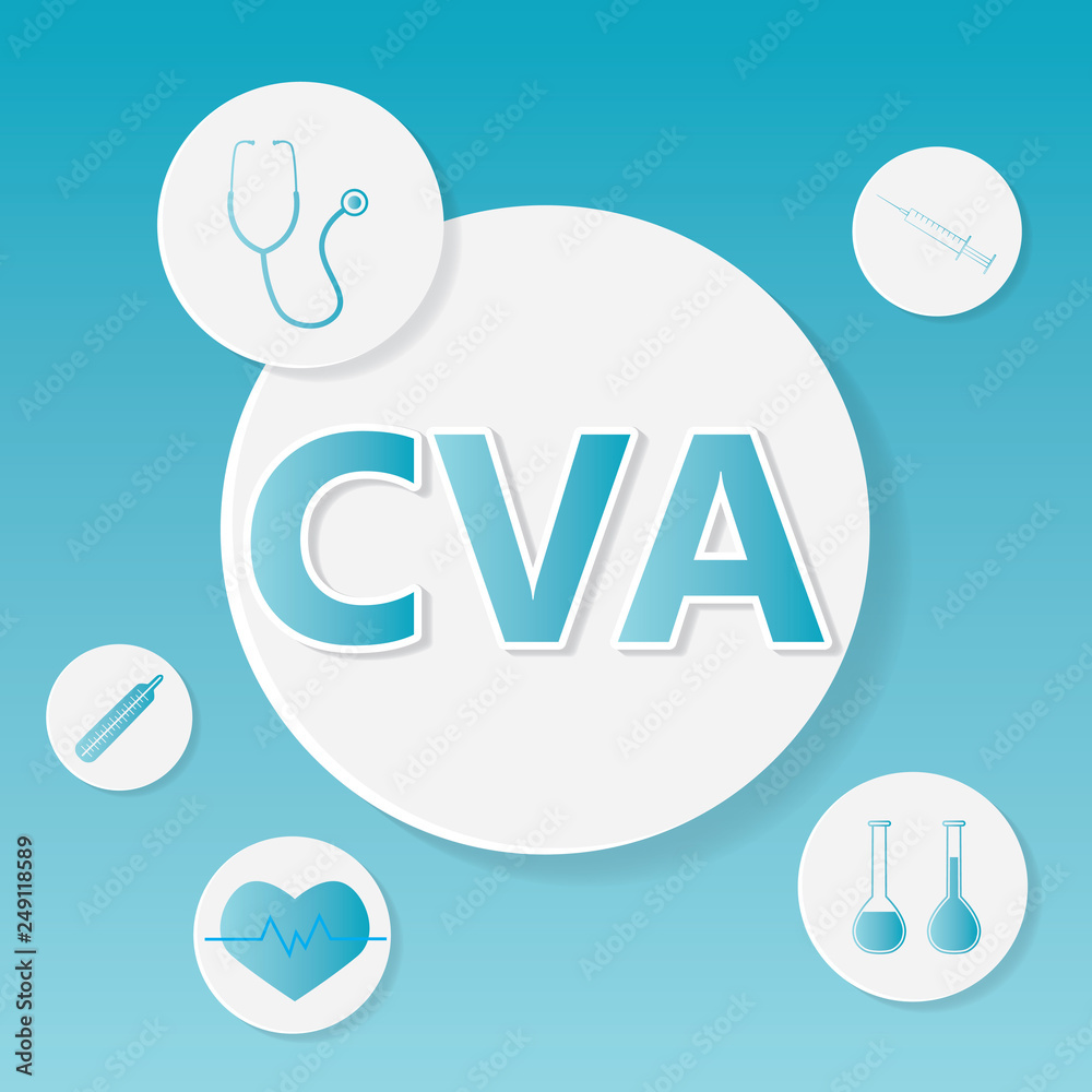 Cva Lettering CVA (Cerebral Vascular Accident) medical concept- vector illustration ...