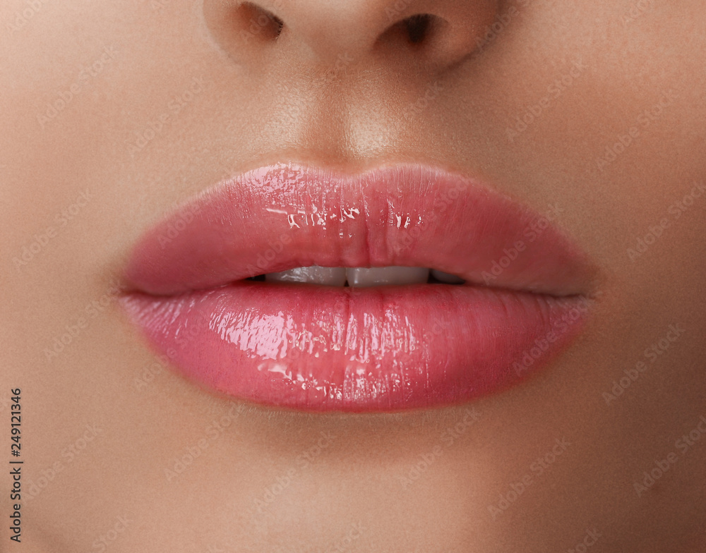 Permanent Make-up on her Lips. - obrazy, fototapety, plakaty 