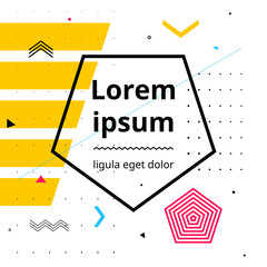 Aufkleber - Astract design with different geometric shapes. Dynamic multicolored composition. Flat illustration, minimalistic style banner templates, white modern background with shapes and place for your text.