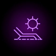 Poster - chaise lounge and sun icon. Elements of Beauty, make up, cosmetics in neon style icons. Simple icon for websites, web design, mobile app, info graphics