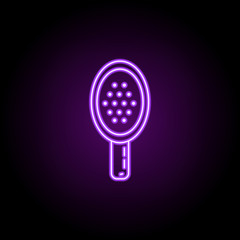 Poster - hair brush icon. elements of beauty, make up, cosmetics in neon style icons. simple icon for website