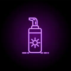 Poster - sunscreen icon. Elements of Beauty, make up, cosmetics in neon style icons. Simple icon for websites, web design, mobile app, info graphics