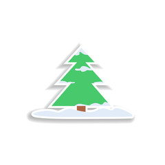 Poster - Christmas tree 2 colored line sticker icon. Elements of Christmas in color icons. Simple icon for websites, web design, mobile app, info graphics