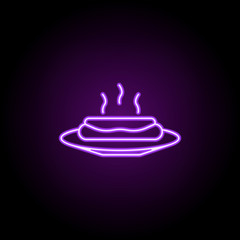 Poster - sausage in a plate icon. Elements of Food and drink in neon style icons. Simple icon for websites, web design, mobile app, info graphics