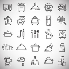 Poster - Kitchen appliances line icons set on white background for graphic and web design, Modern simple vector sign. Internet concept. Trendy symbol for website design web button or mobile app