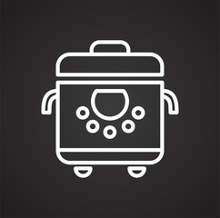 Poster - Multicooker line icon on black background for graphic and web design, Modern simple vector sign. Internet concept. Trendy symbol for website design web button or mobile app