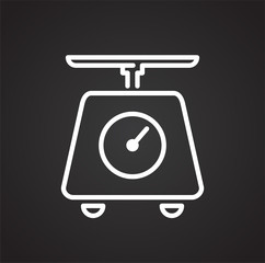 Poster - Scales line icon on black background for graphic and web design, Modern simple vector sign. Internet concept. Trendy symbol for website design web button or mobile app