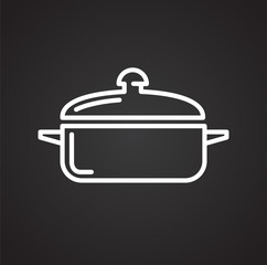 Poster - Cookware line icon on black background for graphic and web design, Modern simple vector sign. Internet concept. Trendy symbol for website design web button or mobile app