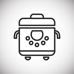 Poster - Multicooker line icon on white background for graphic and web design, Modern simple vector sign. Internet concept. Trendy symbol for website design web button or mobile app