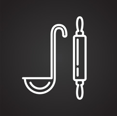 Poster - Kitchenware line icon on black background for graphic and web design, Modern simple vector sign. Internet concept. Trendy symbol for website design web button or mobile app