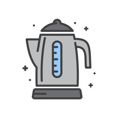 Poster - Electric kettle line icon on white background for graphic and web design, Modern simple vector sign. Internet concept. Trendy symbol for website design web button or mobile app