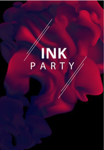 Red Ink Splash. Hookah Smoke. Poster, Invitation For Party.