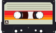 Cassette with a retro label as a vintage object for the design of the 80s. Realistic Vector