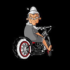 Grandma Motorcycle Ladybiker Black