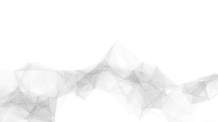 Poster - Abstract background. White background .Connecting dots and lines. Plexus effect.