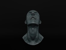 Visualization Of Metal Face Sculpture 3D Illustration