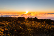 Reunion, Reunion National Park, Maido Viewpoint, View From Volcano Maido To Sea Of Clouds And Sunset