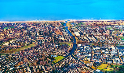 Canvas Print - Aerial view of Katwijk town in the Netherlands