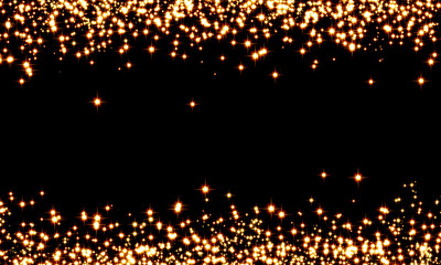 Poster - Glitter stars on black background, holiday, holiday pattern, gold, luxury, lights, glitter, yellow