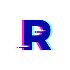 Canvas Print - Glitch Style R Letter Alphabet Font Logo Vector Icon 