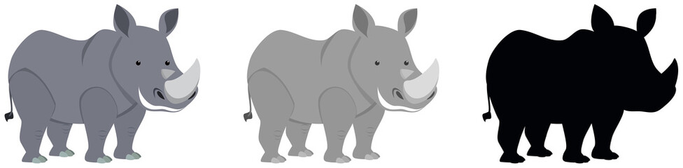 Wall Mural - set of rhinoceros character