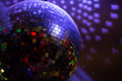 disco ball glass in the party colorful dancing room.