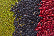 mix multiple green bean red bean and black bean nutrition food background.