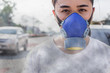 people wearing pm 2.5 dust smoke filter air mask prevent from city air pollution problem concept.