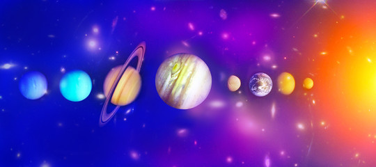 Wall Mural - planets of the solar system. sun, mercury, venus, earth, mars, jupiter, saturn, uranus, neptune. gal