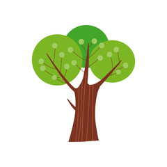 Wall Mural - Tree forest green color stylized cute style. Vector, illustration, isolated, icon