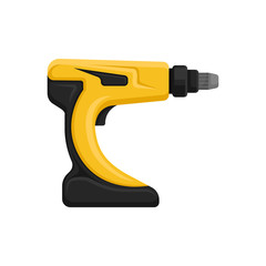 Wall Mural - Flat vector of yellow-black cordless drill. Electric screw driver. Power tool for home repair or construction works