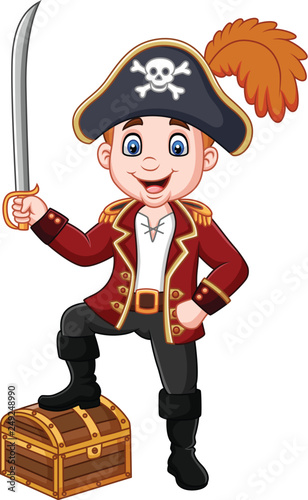 Cartoon pirate holding a sword