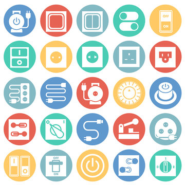 Electric ware icons set on color circles white background for graphic and web design, Modern simple vector sign. Internet concept. Trendy symbol for website design web button or mobile app
