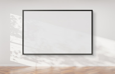 Aufkleber - Black frame hanging on a wall mockup 3d rendering
