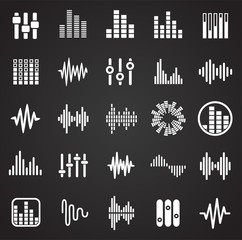 Poster - Equalizer icons set on black background for graphic and web design, Modern simple vector sign. Internet concept. Trendy symbol for website design web button or mobile app