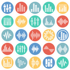 Poster - Equalizer icons set on color circles white background for graphic and web design, Modern simple vector sign. Internet concept. Trendy symbol for website design web button or mobile app