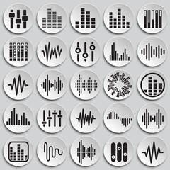Poster - Equalizer icons set on plates background for graphic and web design, Modern simple vector sign. Internet concept. Trendy symbol for website design web button or mobile app