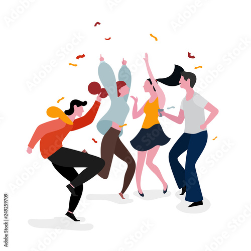 Cuadros en Lienzo Dancing party group illustration