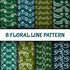 Wall Mural - 8 Set Abstract Line Art Pattern