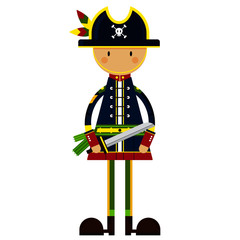 Canvas Print - Cute Cartoon Pirate Captain with Sword