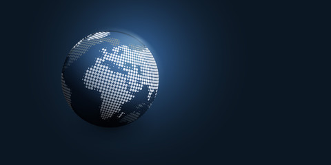 Poster - Spotted Earth Globe Design - Global Business, Technology, Globalization Concept, Wide Layout, Vector Design Template with Copy Space 