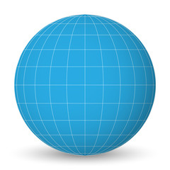 Wall Mural - blank planet earth blue globe with grid of meridians and parallels, or latitude and longitude. 3d ve