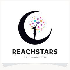 Poster - Children Reach Stars Logo Design Template Inspiration