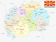 north macedonia administrative and political vector map with flag