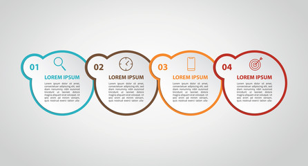 Aufkleber - infographic 4 data template process horizontal process list step - vector