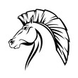 horse profile head with cut mane - black and white vector steed design