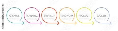 Fotografía Thin line infographic template with 6 steps