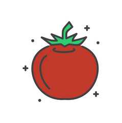 Poster - Tomato line icon on white background for graphic and web design, Modern simple vector sign. Internet concept. Trendy symbol for website design web button or mobile app