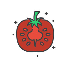 Poster - Tomato line icon on white background for graphic and web design, Modern simple vector sign. Internet concept. Trendy symbol for website design web button or mobile app