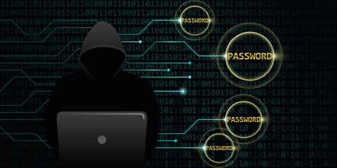 Canvas Print - hacker steals digital passwords binary code background vector illustration EPS10
